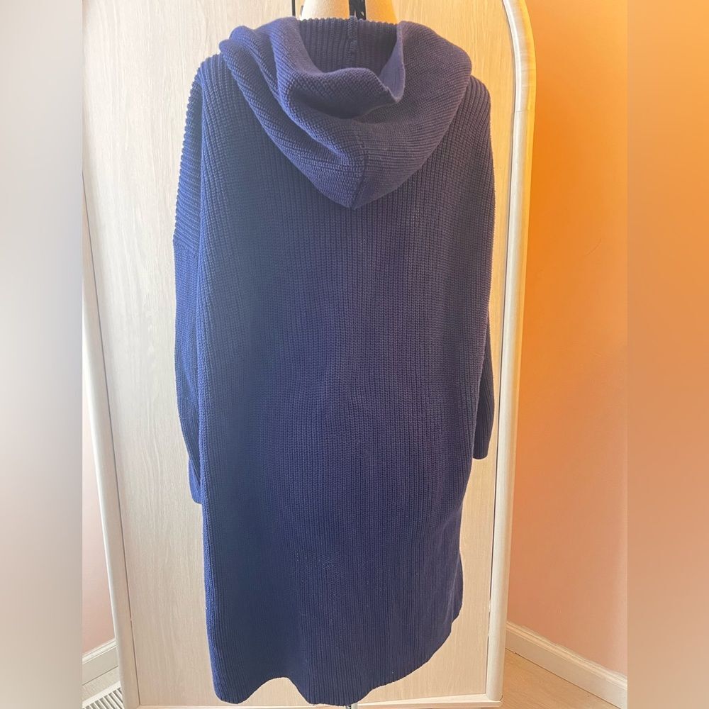 Lauren Ralph Lauren Cotton Knit Long Hooded Open-front Cardigan w Pockets 1X - Picture 4 of 12